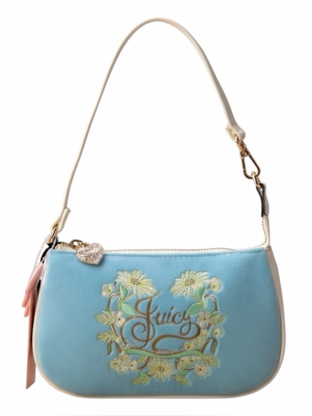 Juicy Couture Blue Gleam Velour Juicy In Bloom Small Convertible Bag Y2K, NWT